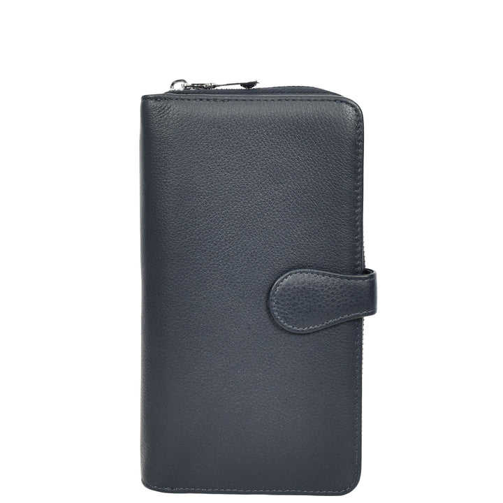 Womens Real Leather Purse Envelope Style Clutch Wallet HOL732 Navy