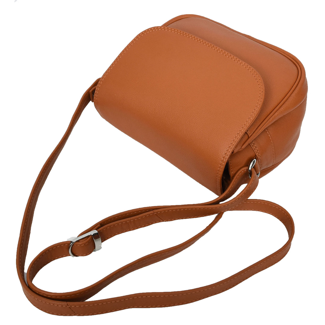 Womens Real Leather Small Crossbody Bag Classic Organiser Multi Pockets Kiera Tan-6
