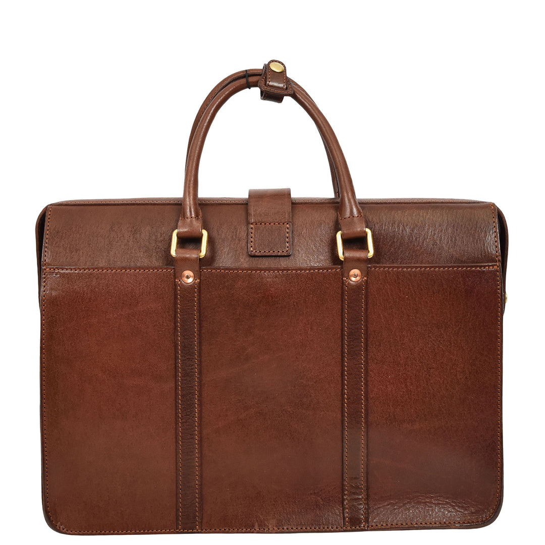 Real Leather Doctors Briefcase Gladstone Lawyers Bag with Laptop Compartment Cullen Brown