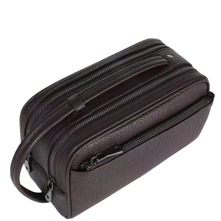 Real Leather Toiletry Wash Bag Alexander Brown