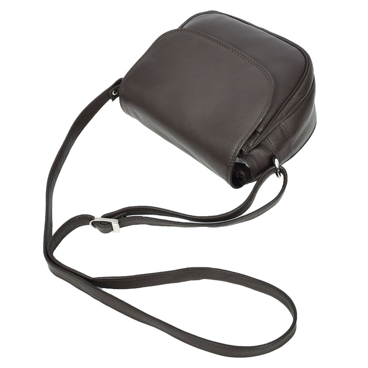 Womens Real Leather Small Crossbody Bag Classic Organiser Multi Pockets Kiera Brown-6