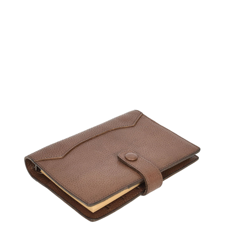 Premium Leather Diary Personal Organiser A6 Size Paper Refillable Ring Binder Notebook Velmora Dark Brown