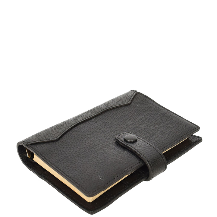 Premium Leather Diary Personal Organiser A6 Size Paper Refillable Ring Binder Notebook Velmora Black