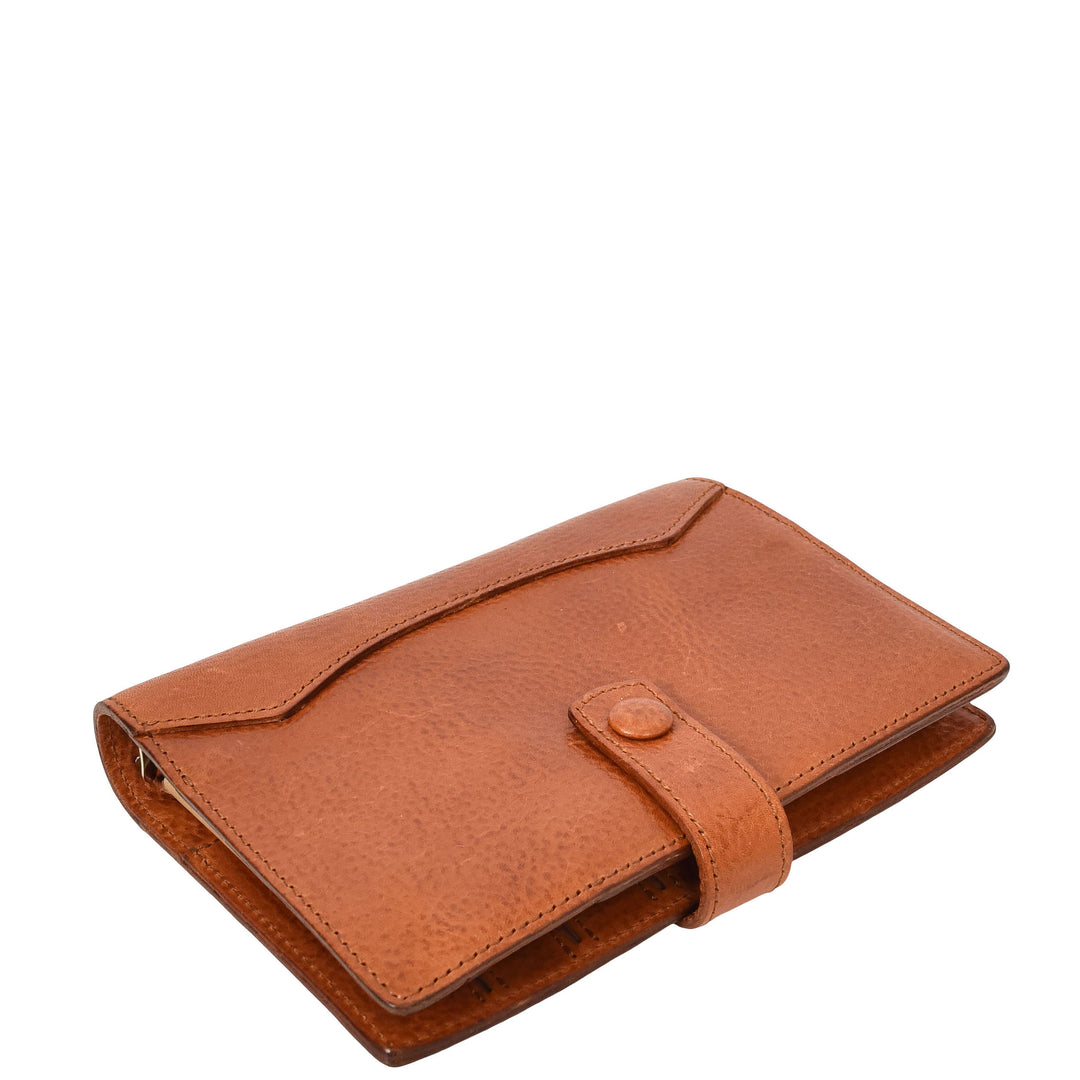 Premium Leather Diary Personal Organiser A6 Size Paper Refillable Ring Binder Notebook Velmora Caramel