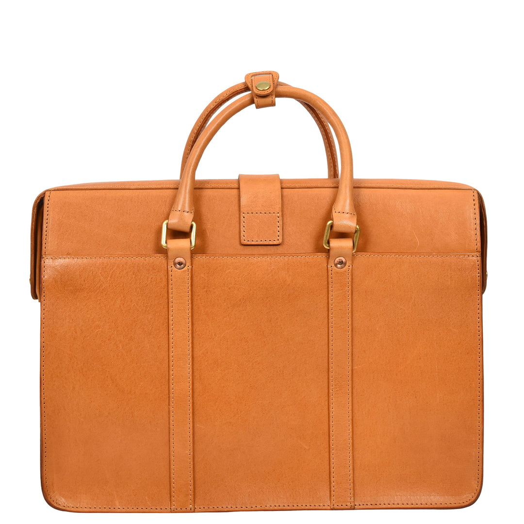 Real Leather Doctors Briefcase Gladstone Lawyers Bag with Laptop Compartment Cullen Tan