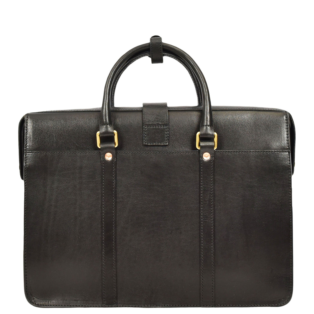 Real Leather Doctors Briefcase Gladstone Lawyers Bag with Laptop Compartment Cullen Black