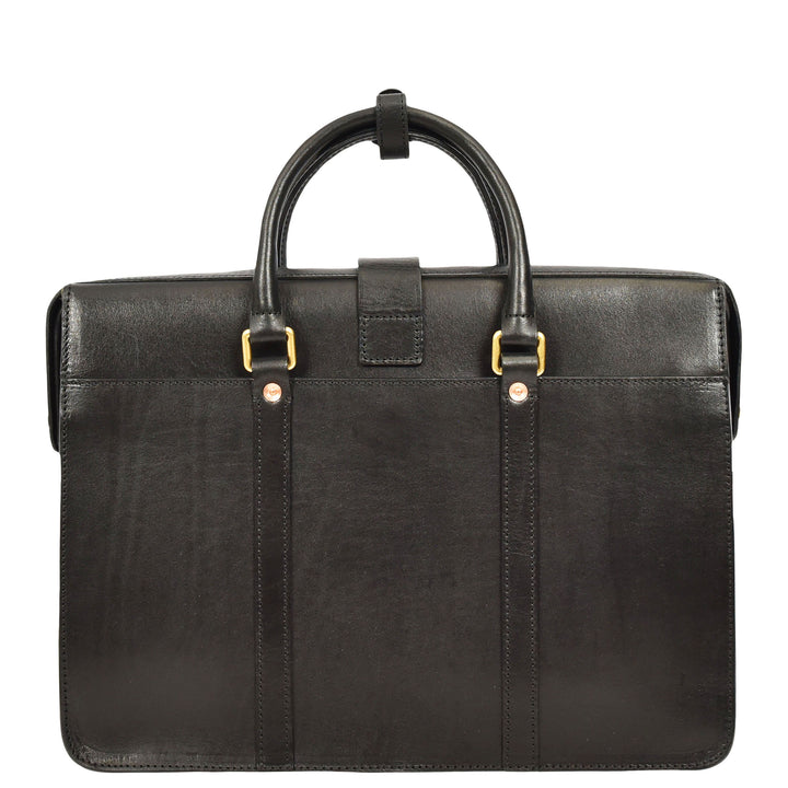 Real Leather Doctors Briefcase Gladstone Lawyers Bag with Laptop Compartment Cullen Black