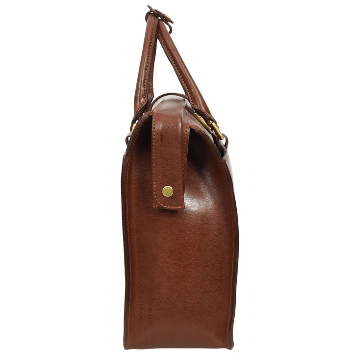 Real Leather Doctors Briefcase Gladstone Lawyers Bag with Laptop Compartment Cullen Brown