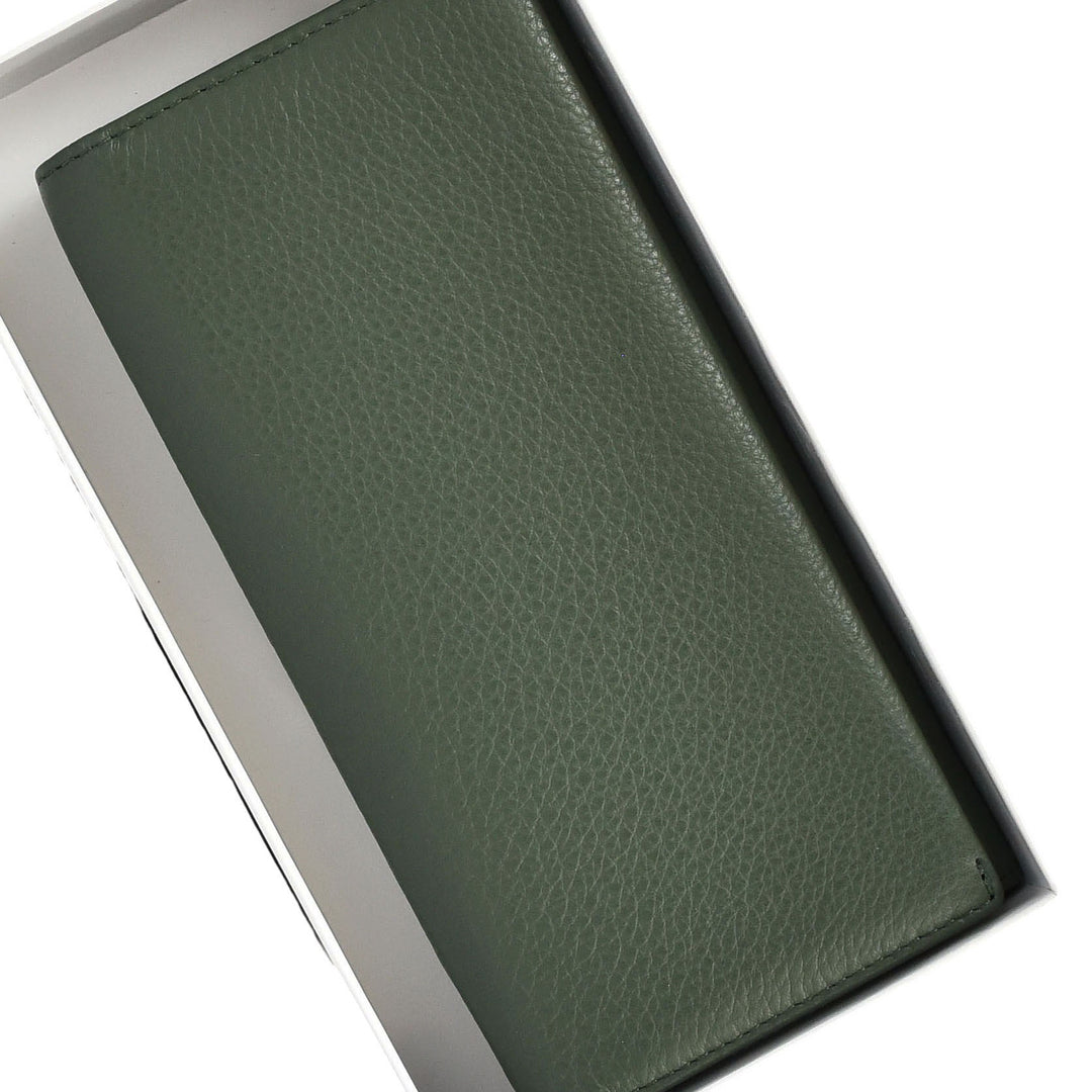 Womens Real Leather Purse Envelope Style with Metal Frame Large Size Clutch Wallet Cumbria Olive Green