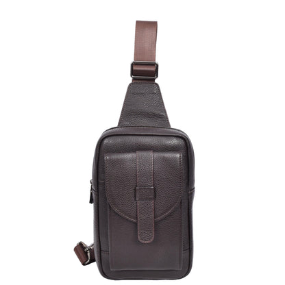 Real Leather Cross Body Chest Bag Elliot Brown-3