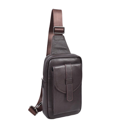 Real Leather Cross Body Chest Bag Elliot Brown-1