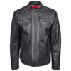 Mens Real Leather Biker Jacket Cafe Racer Style Dommo Black