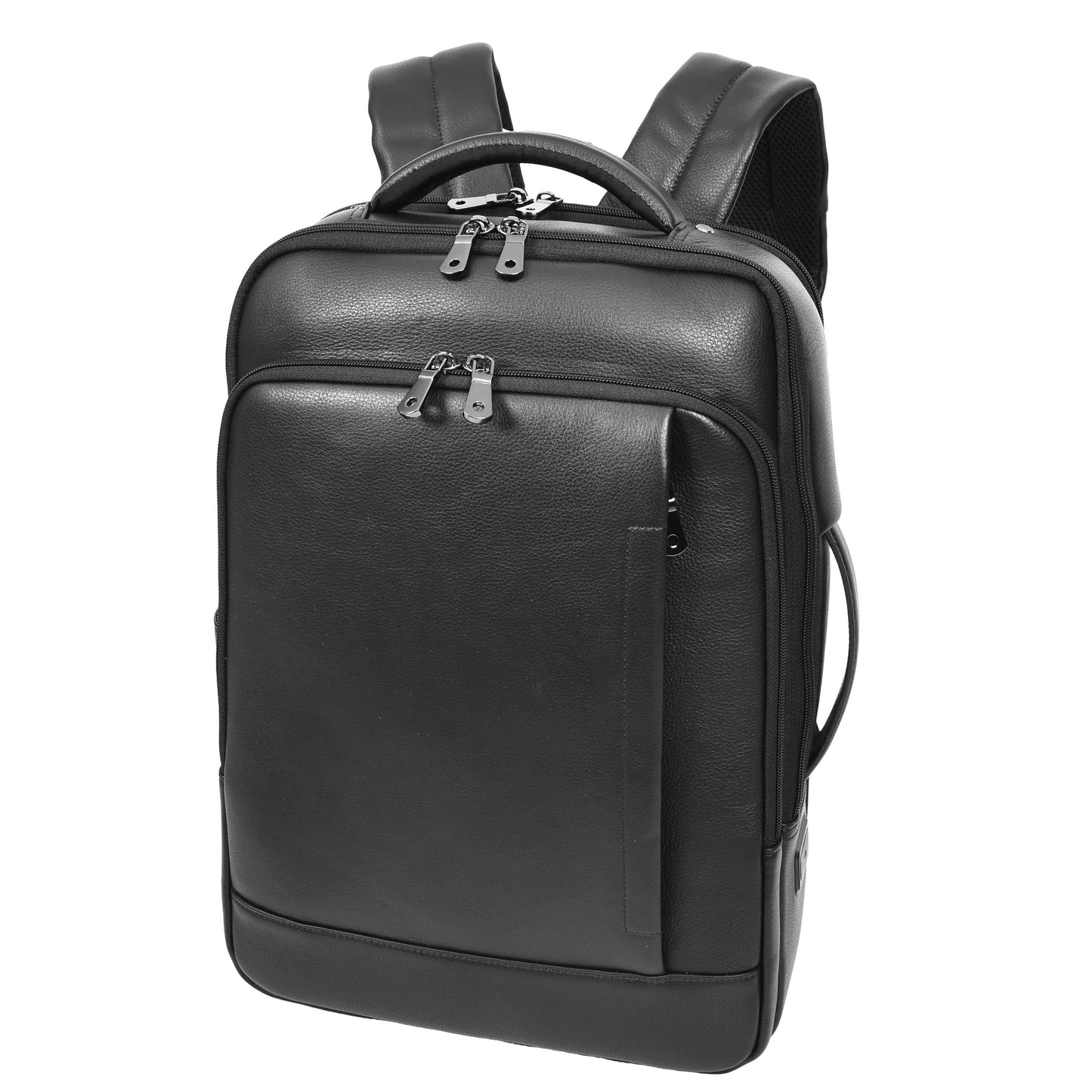 Real Leather Smart USB Backpack Casual Large Size Laptop Rucksack Ryder Black