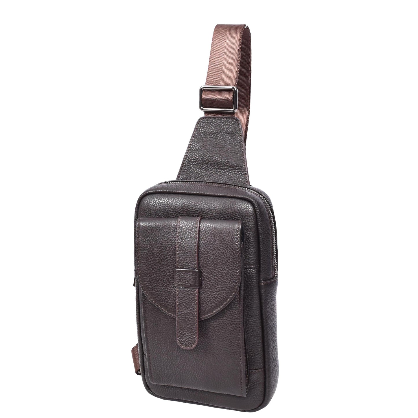 Real Leather Cross Body Chest Bag Elliot Brown-4