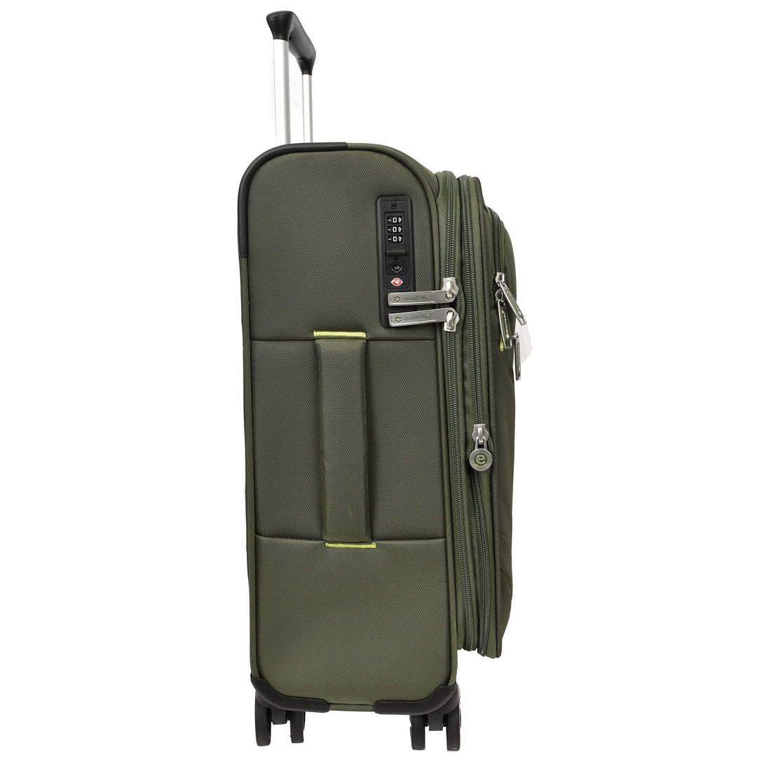 Cabin Size Soft Carry-On Suitcase with Four Wheels Hand Luggage, 50cm / 20 Inch Air Ease Green
