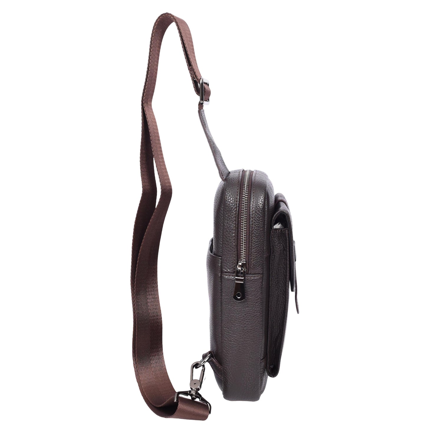 Real Leather Cross Body Chest Bag Elliot Brown-5