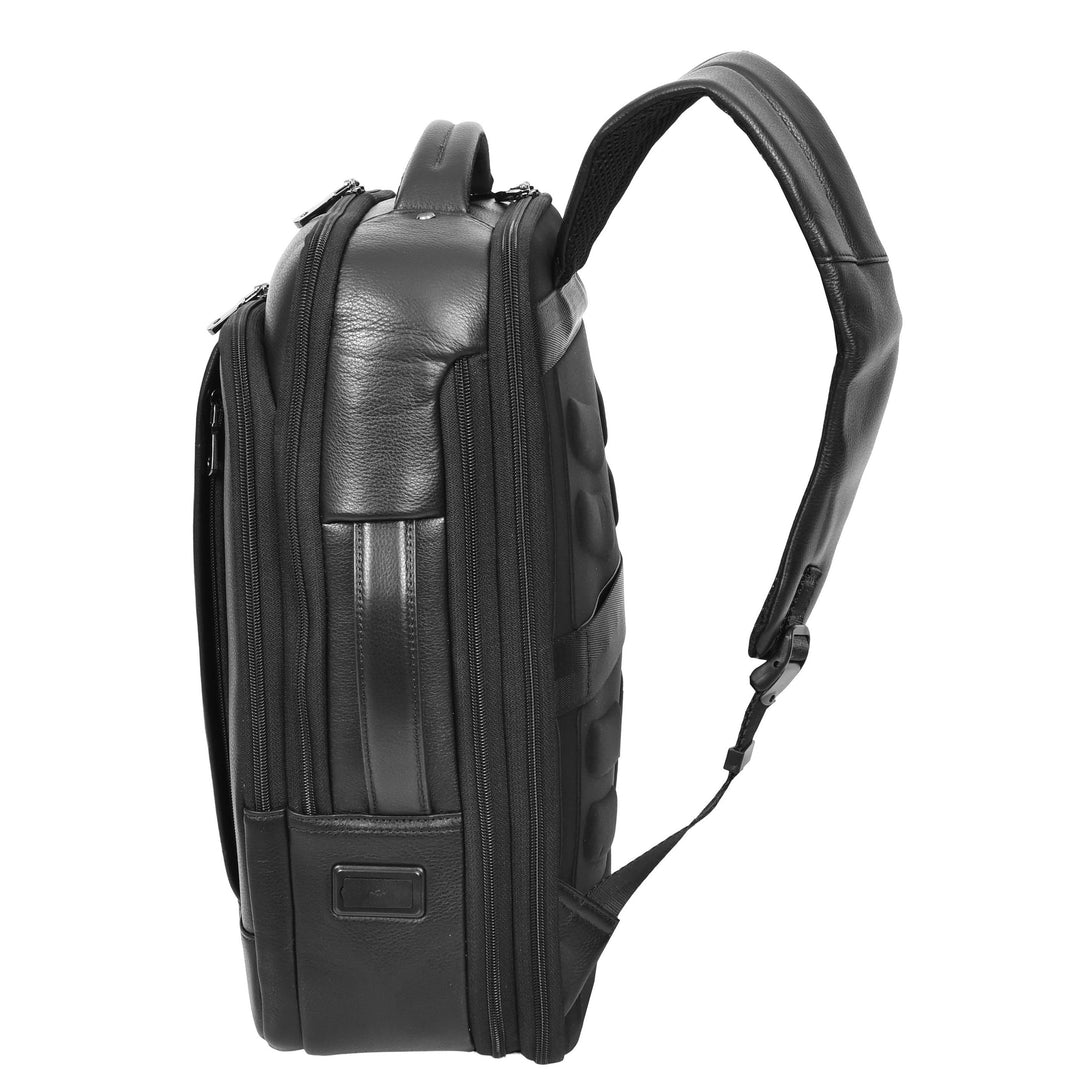 Real Leather Smart USB Backpack Casual Large Size Laptop Rucksack Ryder Black-2
