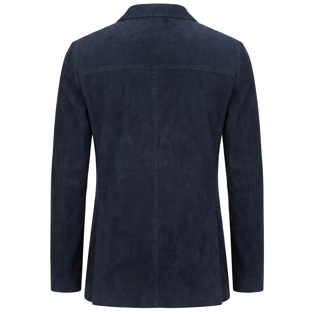 Mens Real Goat Suede Blazer Two Button Classic Jacket Zavi Navy
