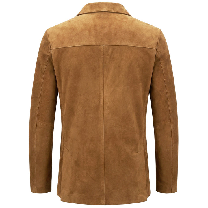 Mens Real Goat Suede Blazer Two Button Classic Jacket Zavi Cognac