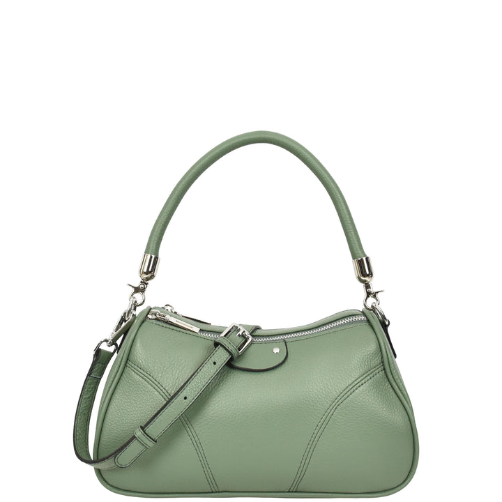 Womens Real Leather Cross body Shoulder Organiser with Adjustable Strap Darla Mint