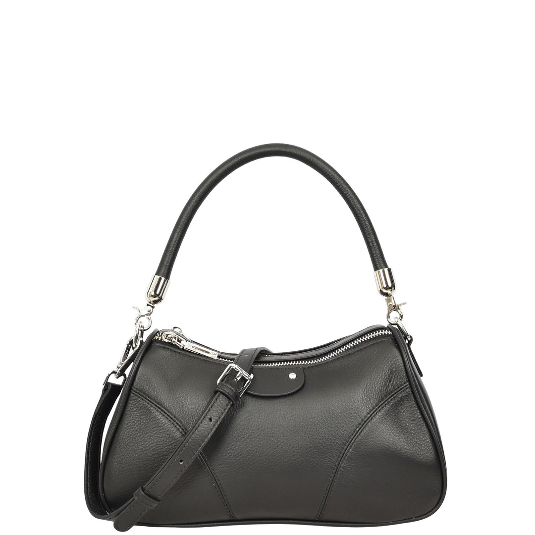 Womens Real Leather Cross body Shoulder Organiser with Adjustable Strap Darla Black