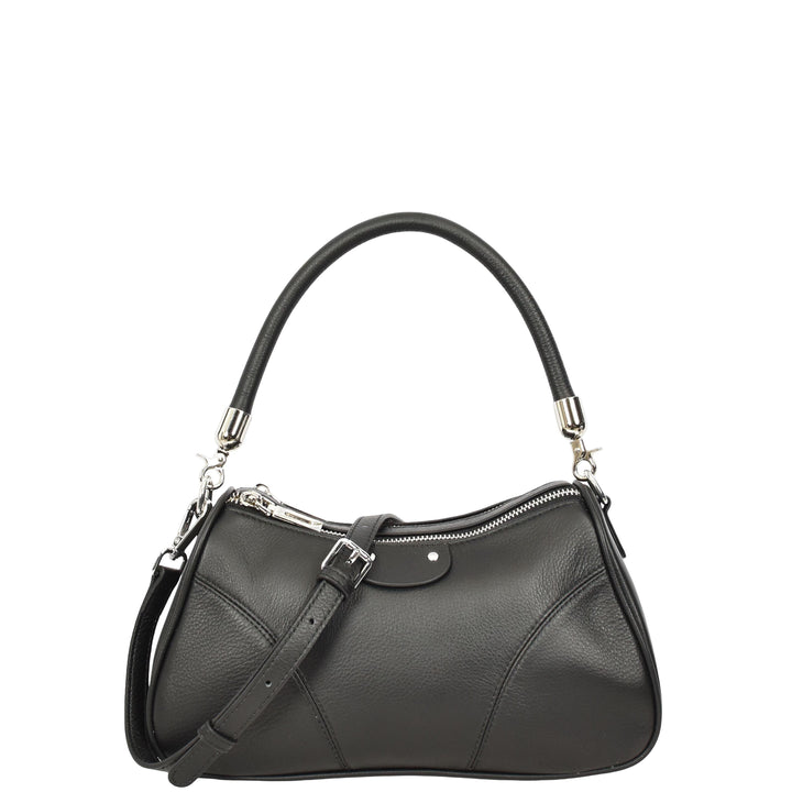 Womens Real Leather Cross body Shoulder Organiser with Adjustable Strap Darla Black
