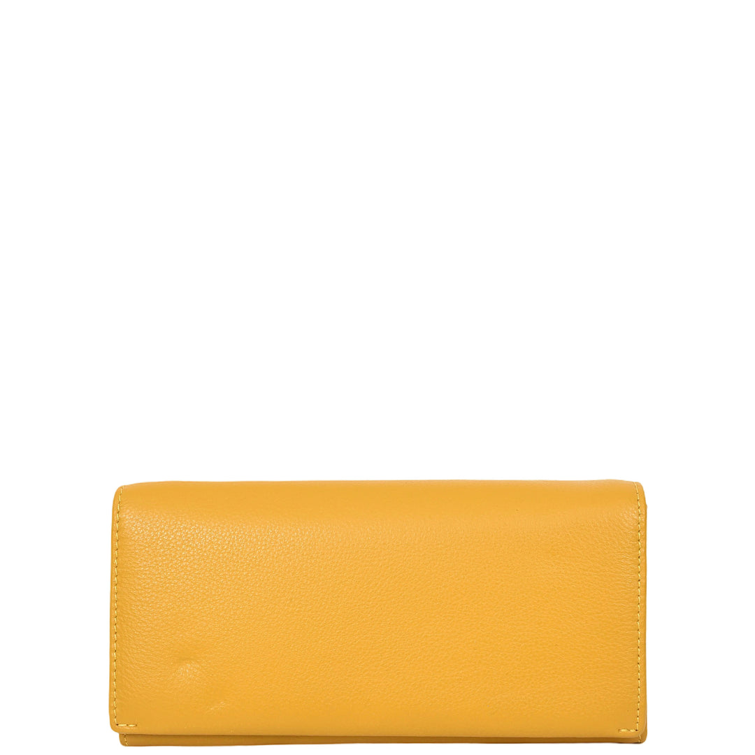 Womens Leather Envelope Purse Wallet with Card & Note Slots Arlo Yellow