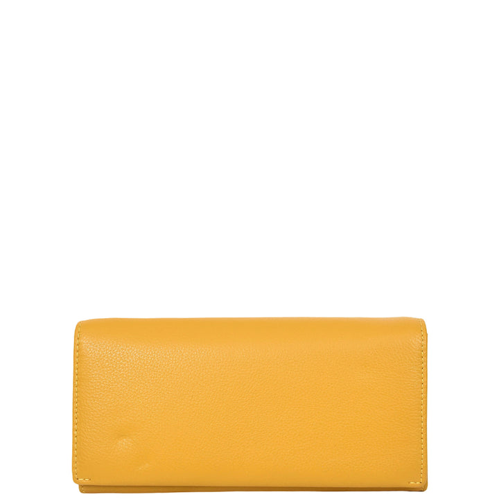 Womens Leather Envelope Purse Wallet with Card & Note Slots Arlo Yellow