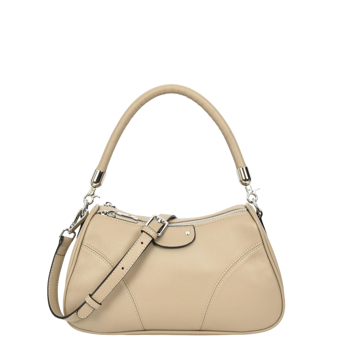 Womens Real Leather Cross body Shoulder Organiser with Adjustable Strap Darla Taupe