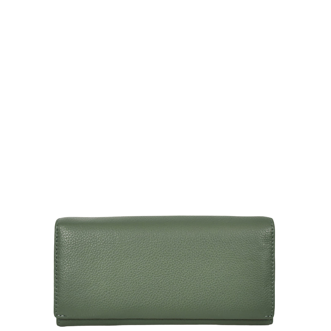 Womens Leather Envelope Purse Wallet with Card & Note Slots Arlo Olive Green