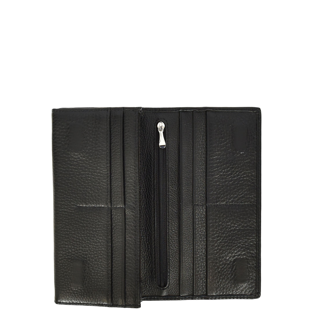 Womens Leather Envelope Purse Wallet with Card & Note Slots Arlo Black
