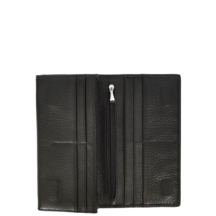 Womens Leather Envelope Purse Wallet with Card & Note Slots Arlo Black
