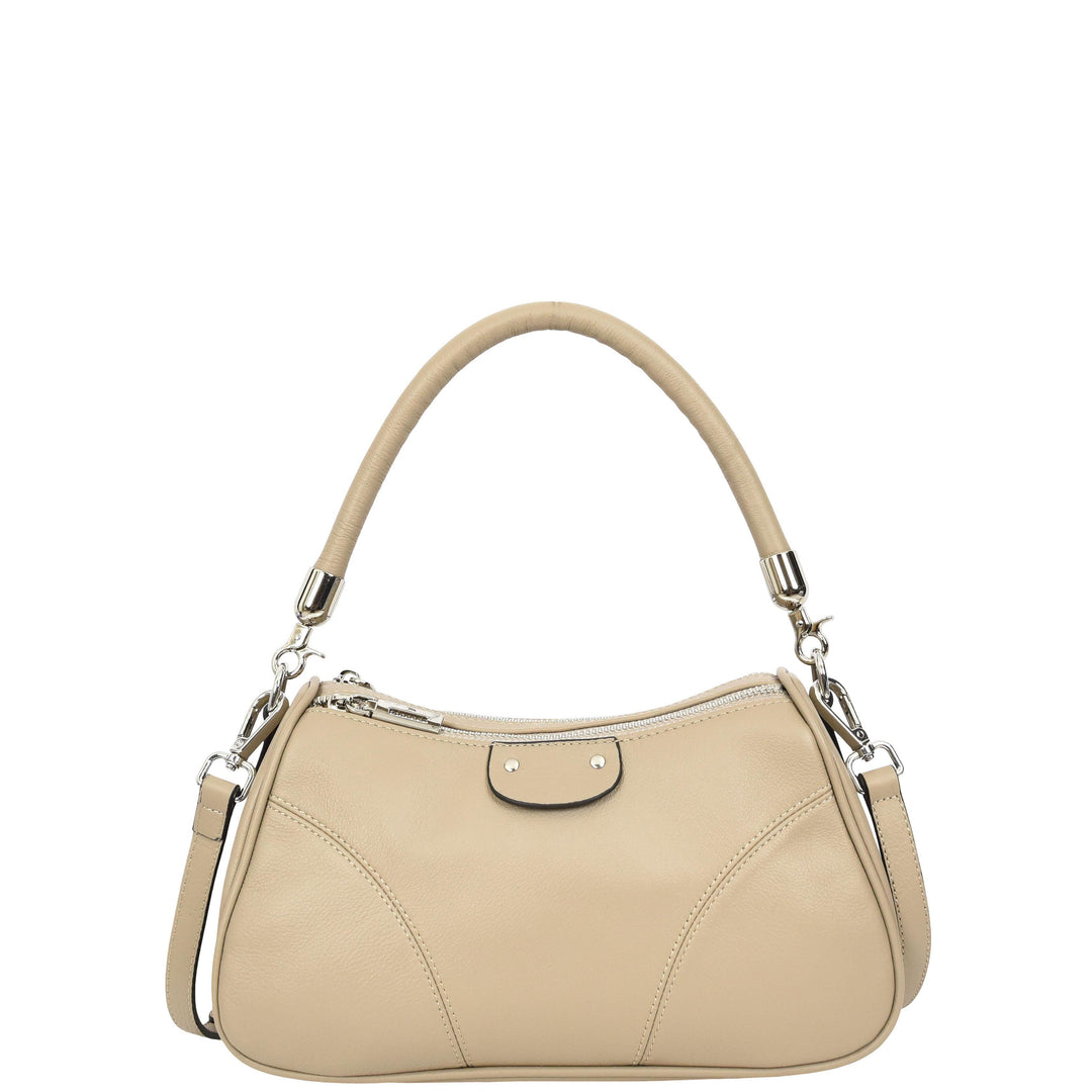Womens Real Leather Cross body Shoulder Organiser with Adjustable Strap Darla Taupe