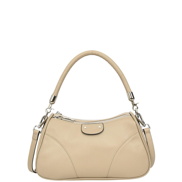 Womens Real Leather Cross body Shoulder Organiser with Adjustable Strap Darla Taupe