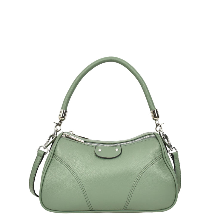 Womens Real Leather Cross body Shoulder Organiser with Adjustable Strap Darla Mint