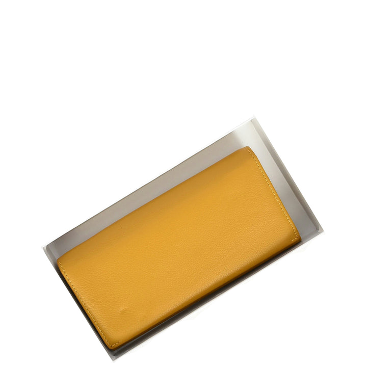Womens Leather Envelope Purse Wallet with Card & Note Slots Arlo Yellow