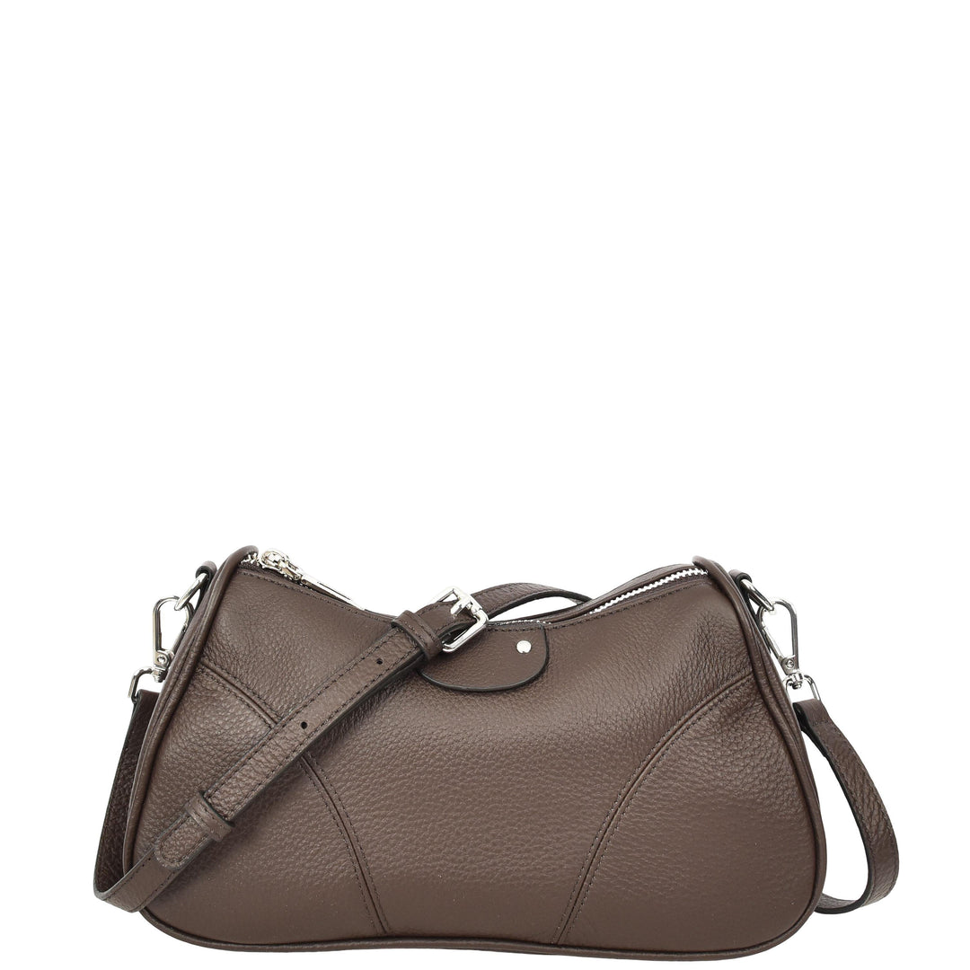 Womens Real Leather Cross body Shoulder Organiser with Adjustable Strap Darla Brown