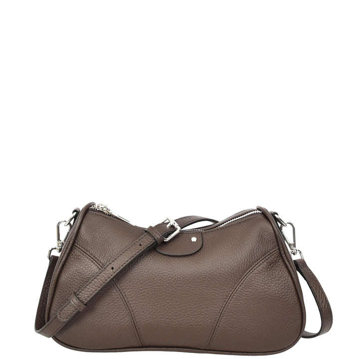 Womens Real Leather Cross body Shoulder Organiser with Adjustable Strap Darla Brown