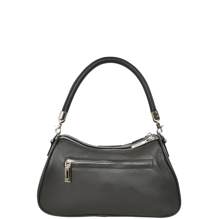 Womens Real Leather Cross body Shoulder Organiser with Adjustable Strap Darla Black