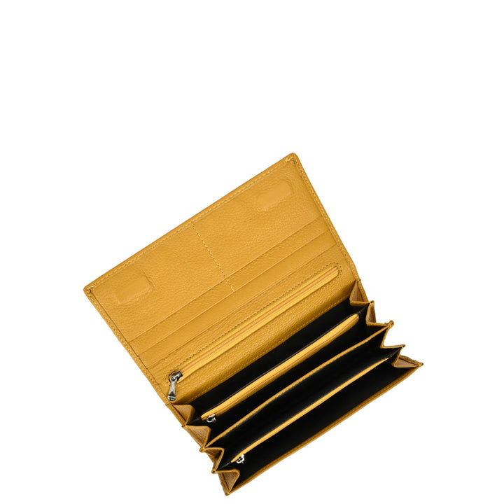 Womens Leather Envelope Purse Wallet with Card & Note Slots Arlo Yellow
