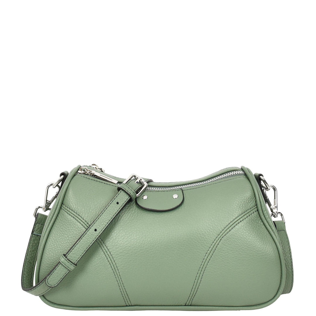 Womens Real Leather Cross body Shoulder Organiser with Adjustable Strap Darla Mint