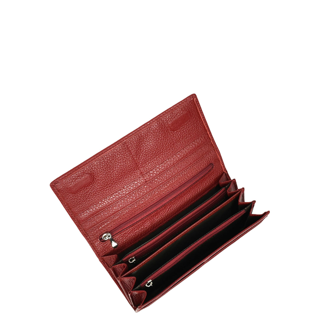 Womens Leather Envelope Purse Wallet with Card & Note Slots Arlo Red