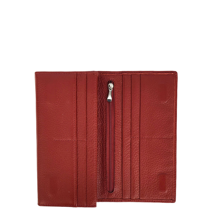 Womens Leather Envelope Purse Wallet with Card & Note Slots Arlo Red