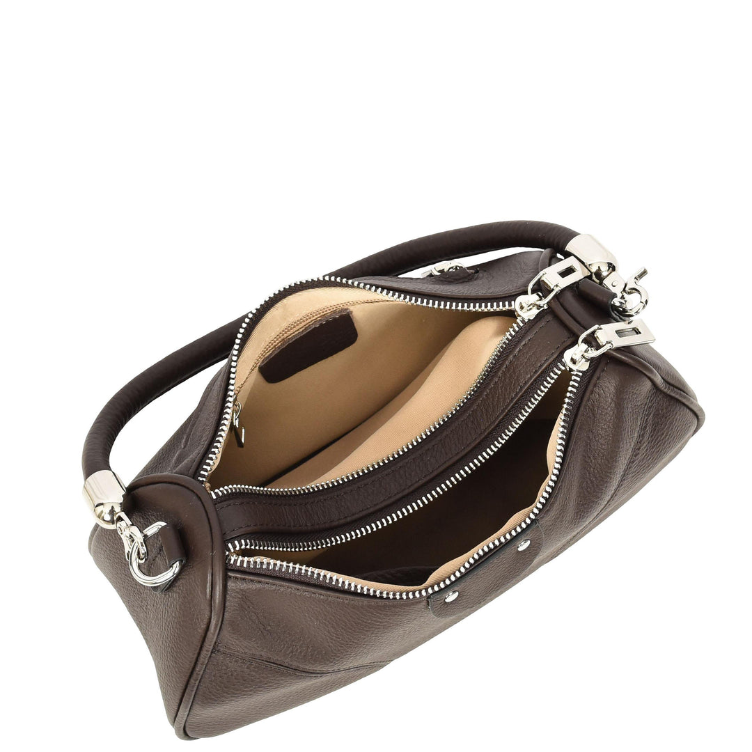 Womens Real Leather Cross body Shoulder Organiser with Adjustable Strap Darla Brown