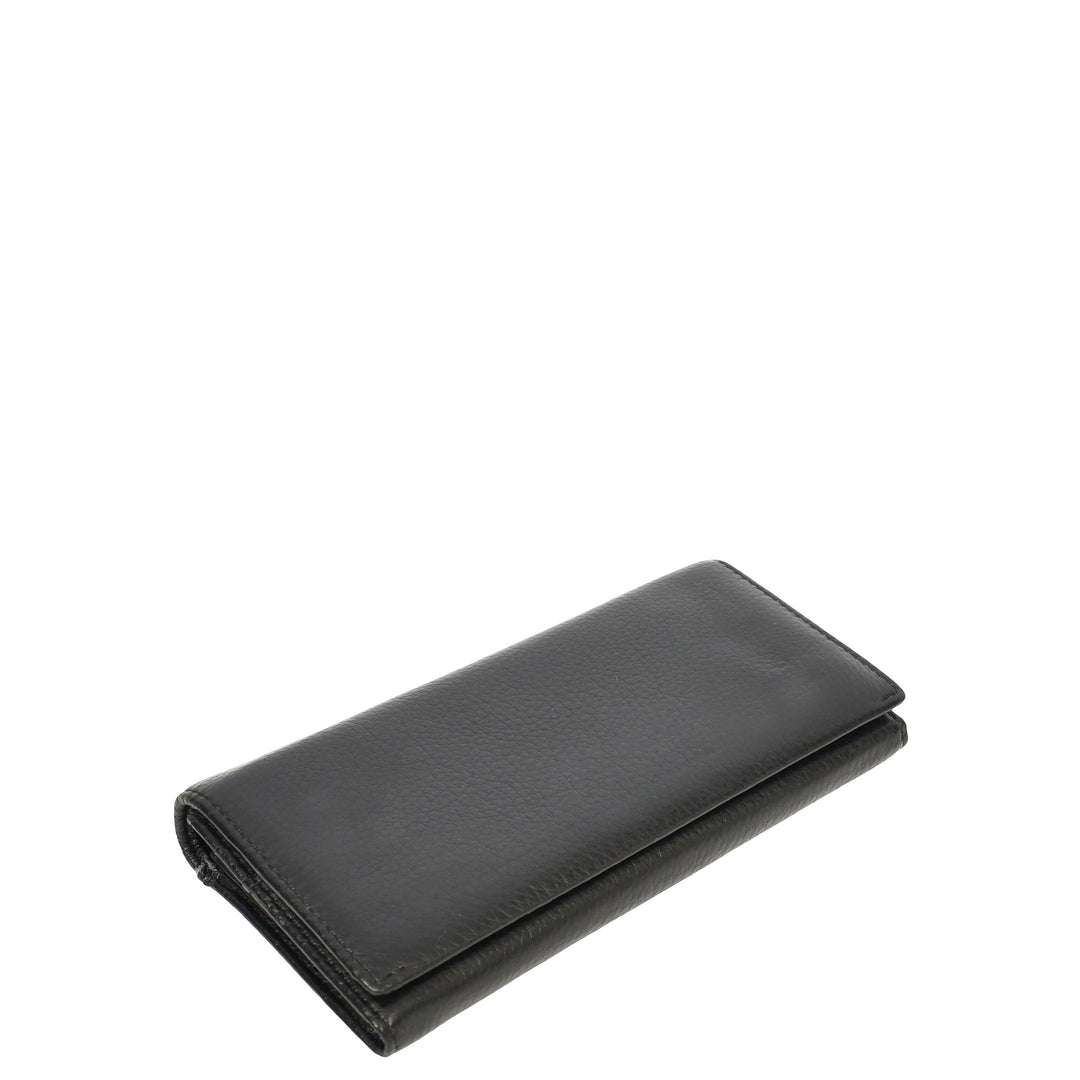 Womens Leather Envelope Purse Wallet with Card & Note Slots Arlo Black