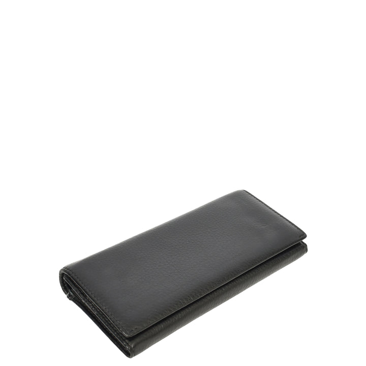 Womens Leather Envelope Purse Wallet with Card & Note Slots Arlo Black