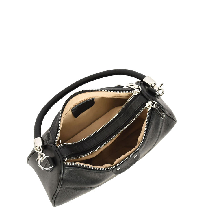 Womens Real Leather Cross body Shoulder Organiser with Adjustable Strap Darla Black