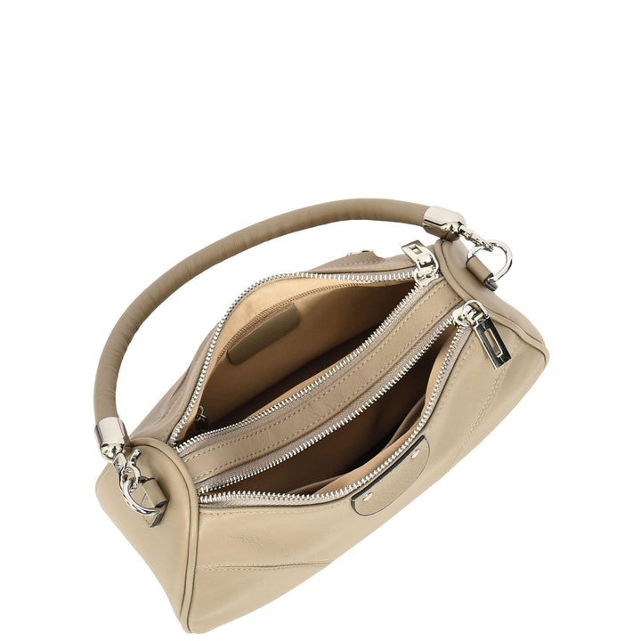 Womens Real Leather Cross body Shoulder Organiser with Adjustable Strap Darla Taupe