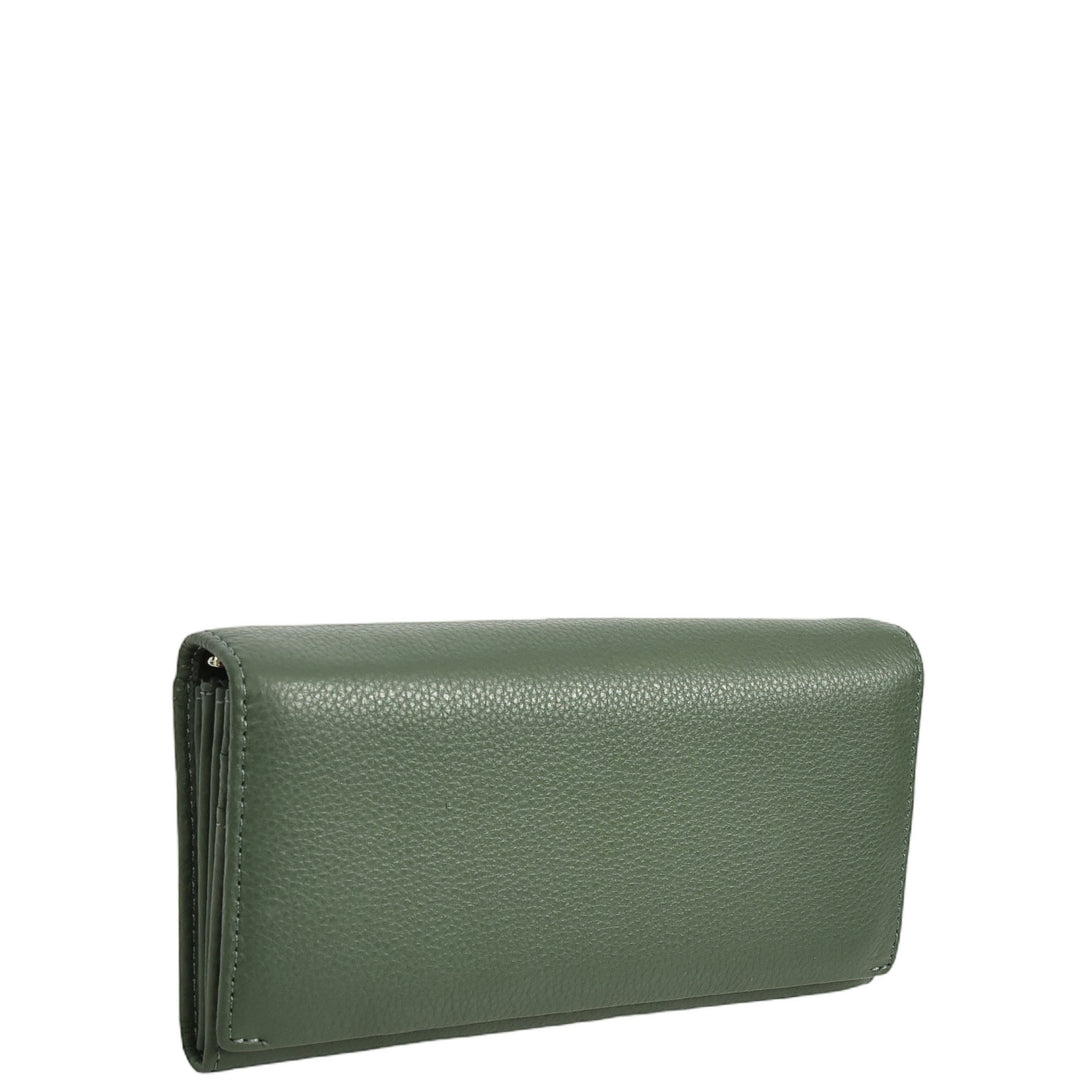 Womens Leather Envelope Purse Wallet with Card & Note Slots Arlo Olive Green