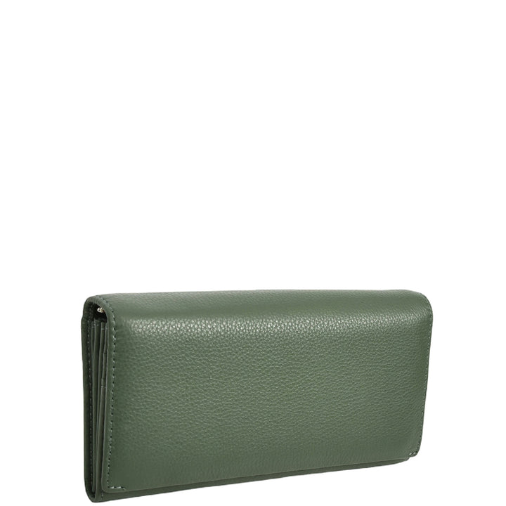 Womens Leather Envelope Purse Wallet with Card & Note Slots Arlo Olive Green
